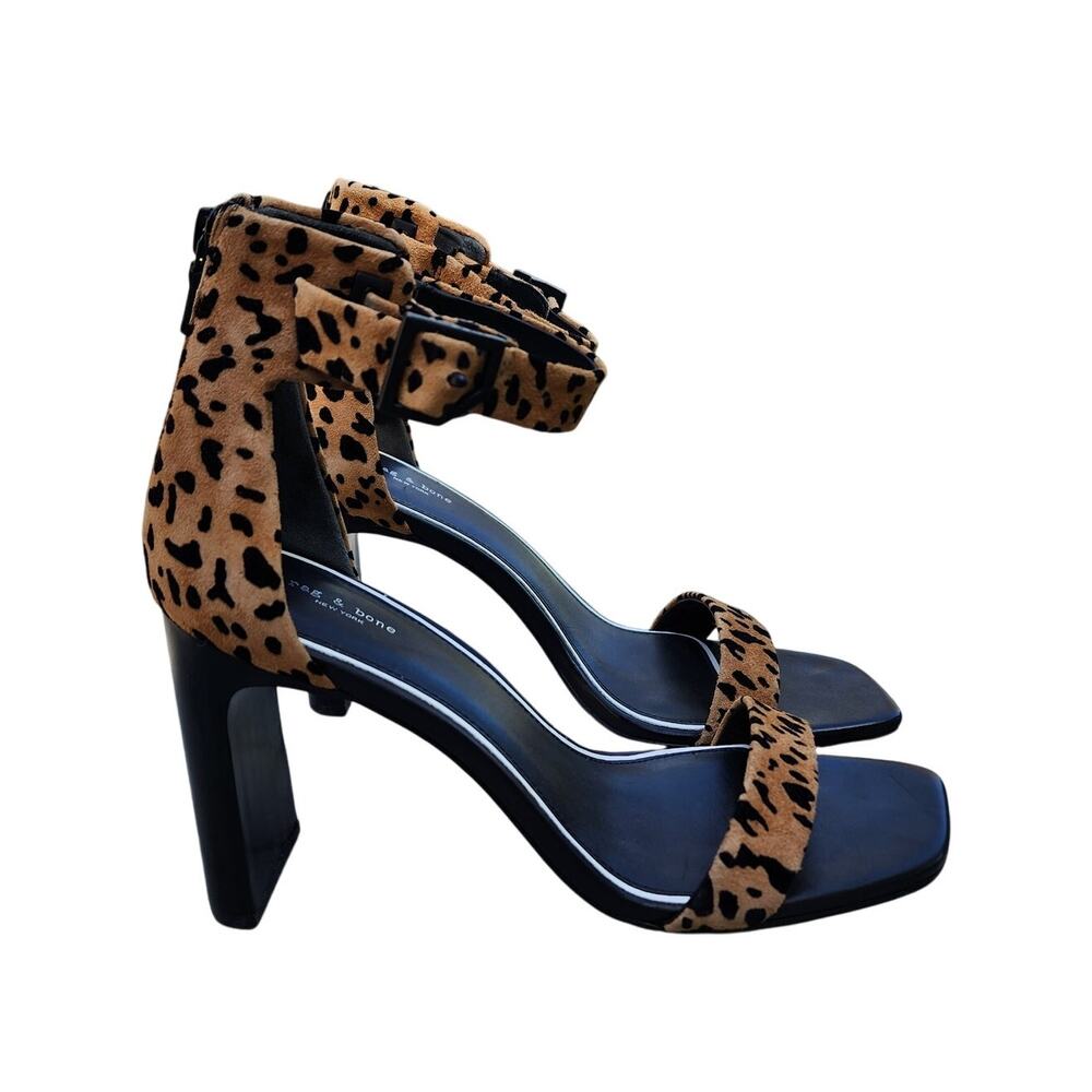Rag & Bone Ellis Cheetah Suede Open Toe Italian Sandals 38.5 - Picture 2 of 11